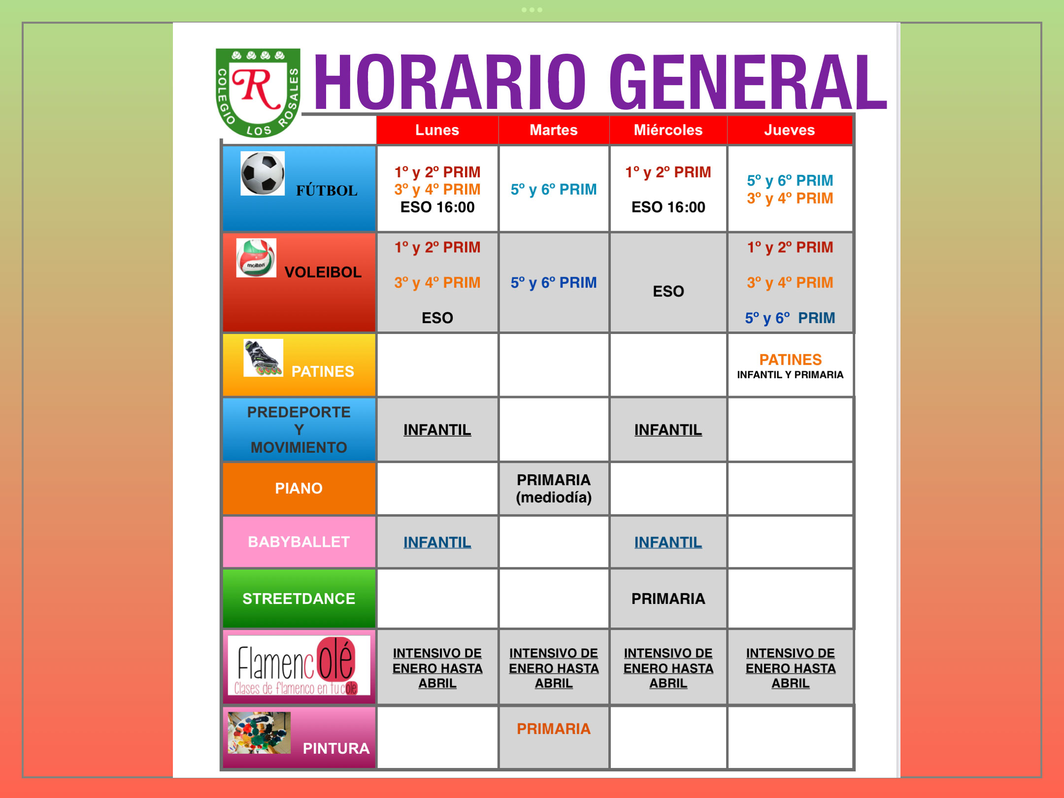 Horario General